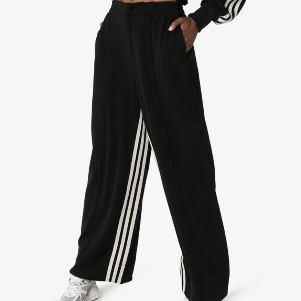 Y-3 3 stripe wide leg track pants